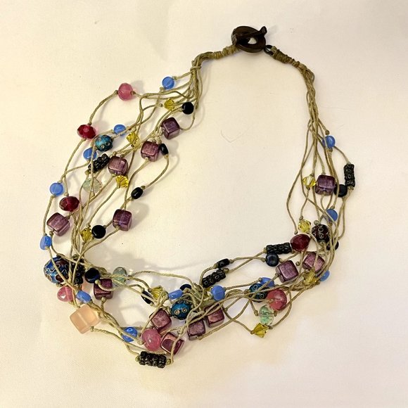 Boho Colorful Multi-Strand Beaded Artisan Choker - Picture 2 of 5